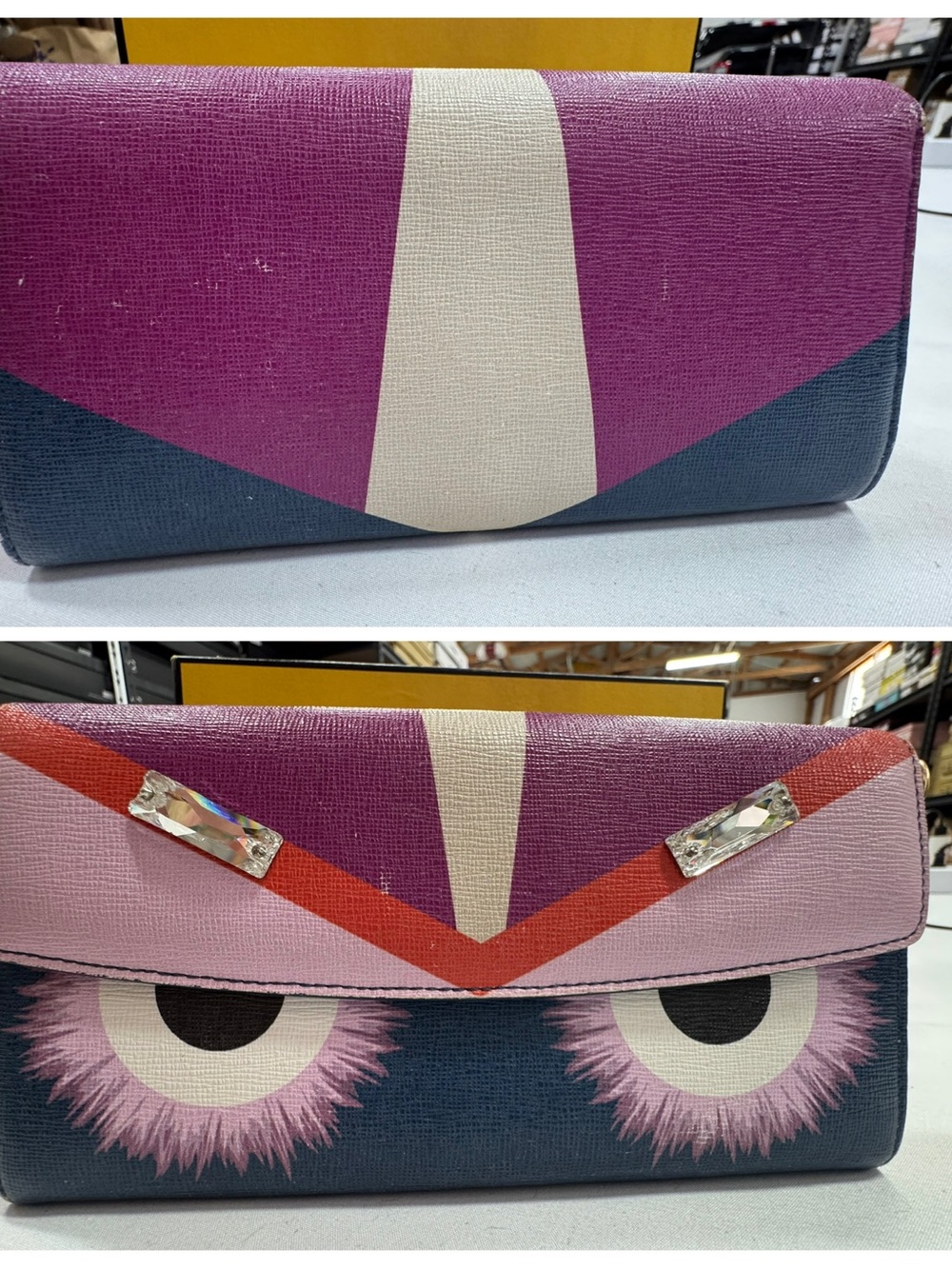 Fendi Pink & Purple Leather Monster Wallet with Box - Picture 3 of 11
